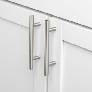 Brushed Nickel Round Bar Cabinet Pulls and Drawer Handles