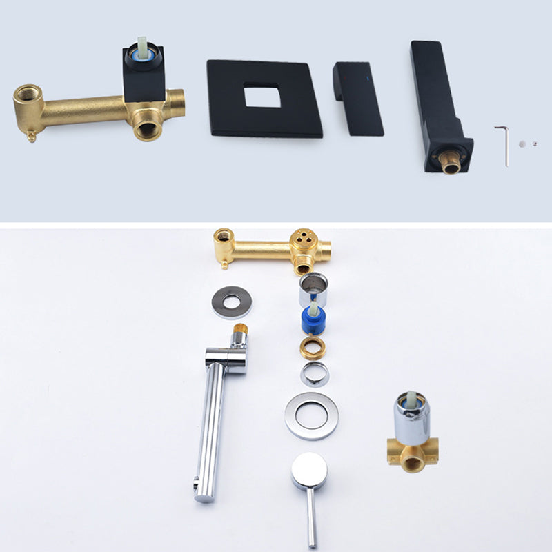 Livorno Modern Wall-Mounted Single-Handle Bathroom Sink Faucet with Square Spout