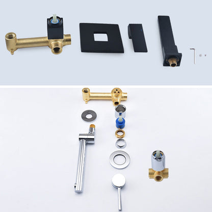 Livorno Modern Wall-Mounted Single-Handle Bathroom Sink Faucet with Square Spout