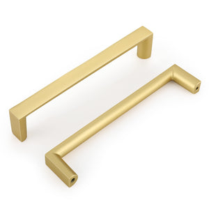 Gold / Black Square Bar Cabinet Handles, 5 Inch Pulls