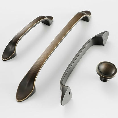 Solid Brass Curved Cabinet Pulls and Knobs for Drawers
