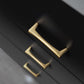 Gold Arched Cabinet Handles and Round Knobs
