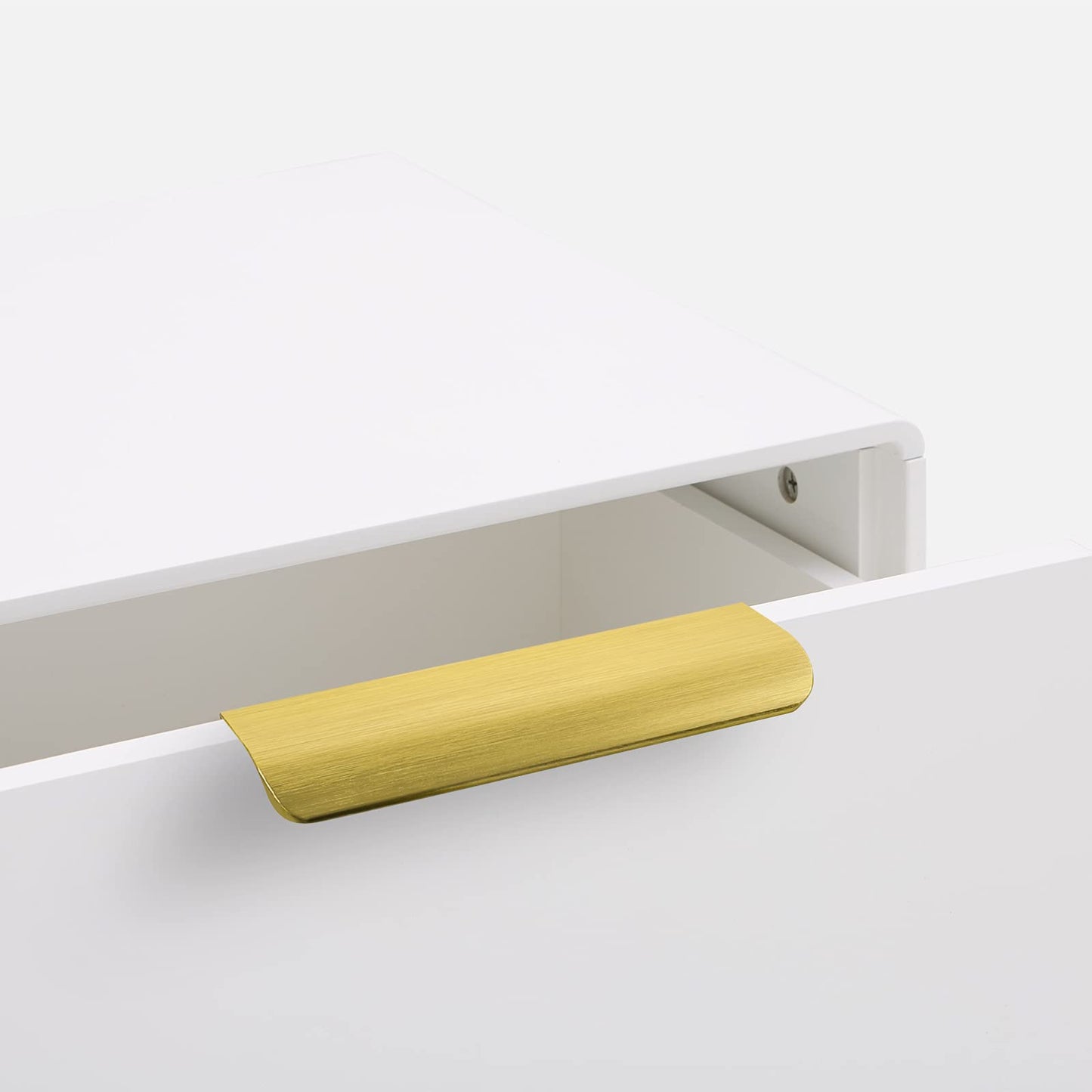 Brushed Brass Rounded Edge Finger Pulls for Drawers