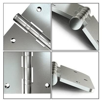 304 Stainless Steel Satin Nickel 4in x 4in with 5/8'' Radius Corners Door Hinges for Exterior Doors