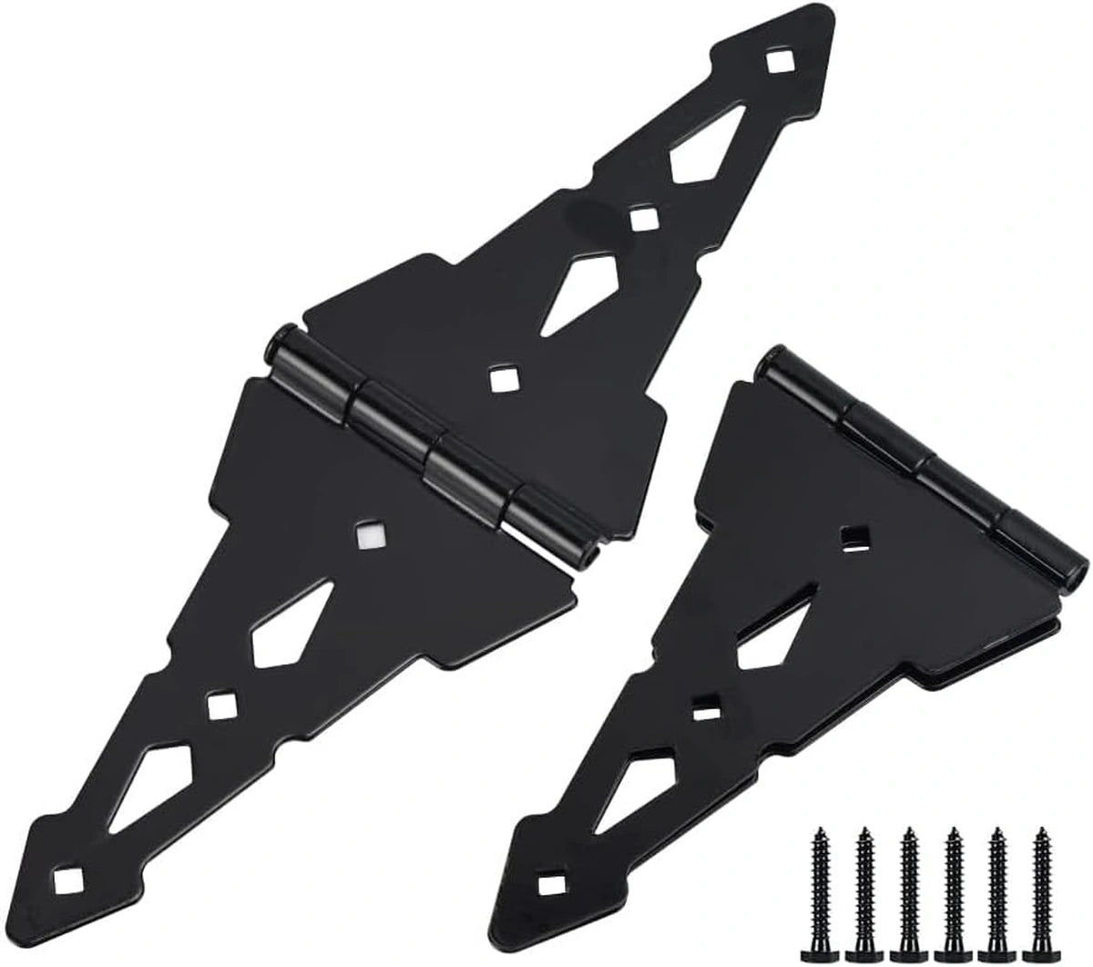 Heavy-Duty 8-Inch Black Strap Gate Hinges for Wood Gates