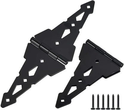 Heavy-Duty 8-Inch Black Strap Gate Hinges for Wood Gates