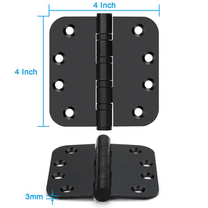 Stainless Steel Black Ball Bearing 4'' with 5/8'' Radius Corners Door Hinges for Heavy-Duty Door