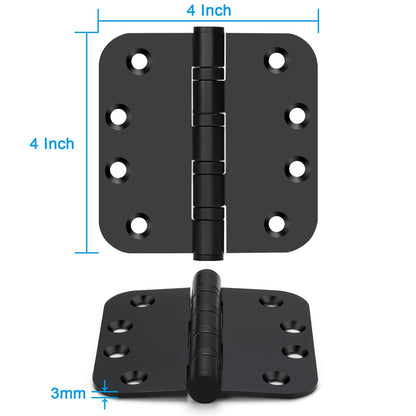 Stainless Steel Black Ball Bearing 4'' with 5/8'' Radius Corners Door Hinges for Heavy-Duty Door