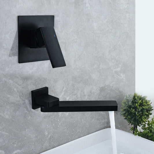Livorno Modern Wall-Mounted Single-Handle Bathroom Sink Faucet with Square Spout