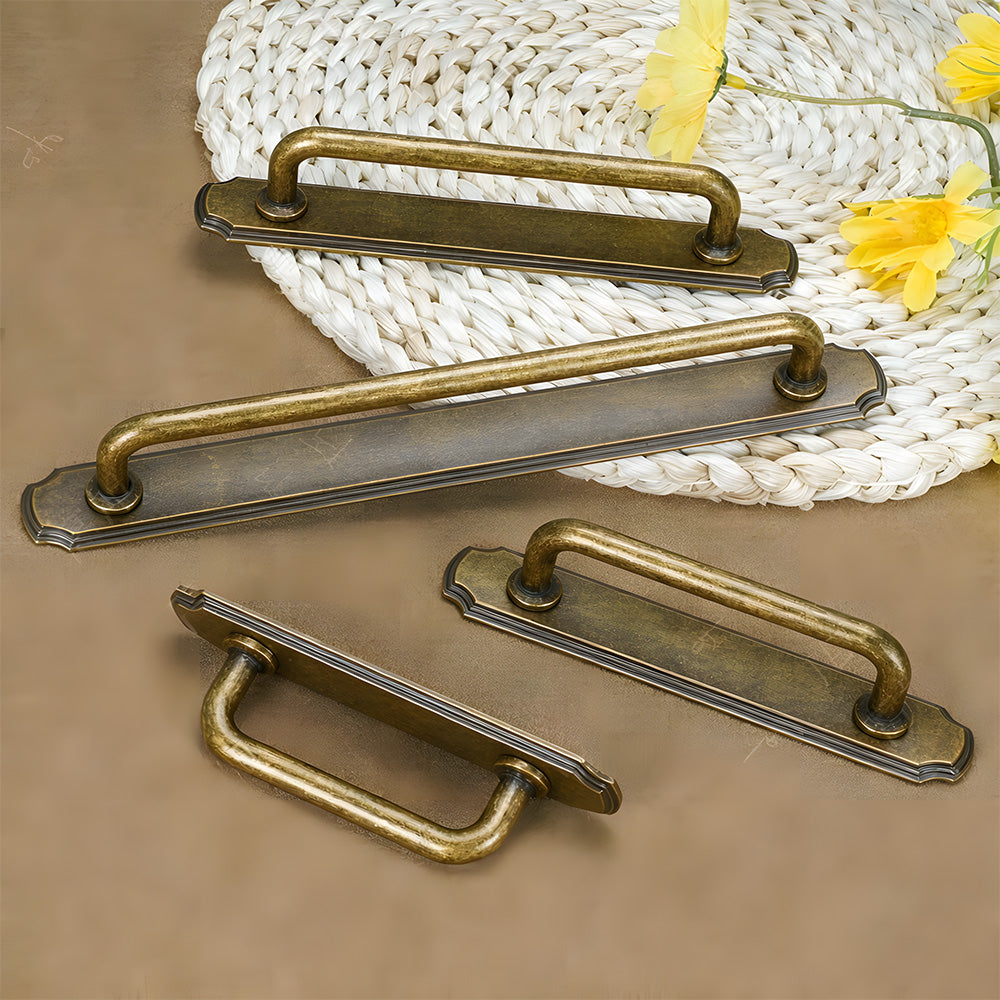 Antique Bronze Cabinet Pulls with Rectangular Backplate