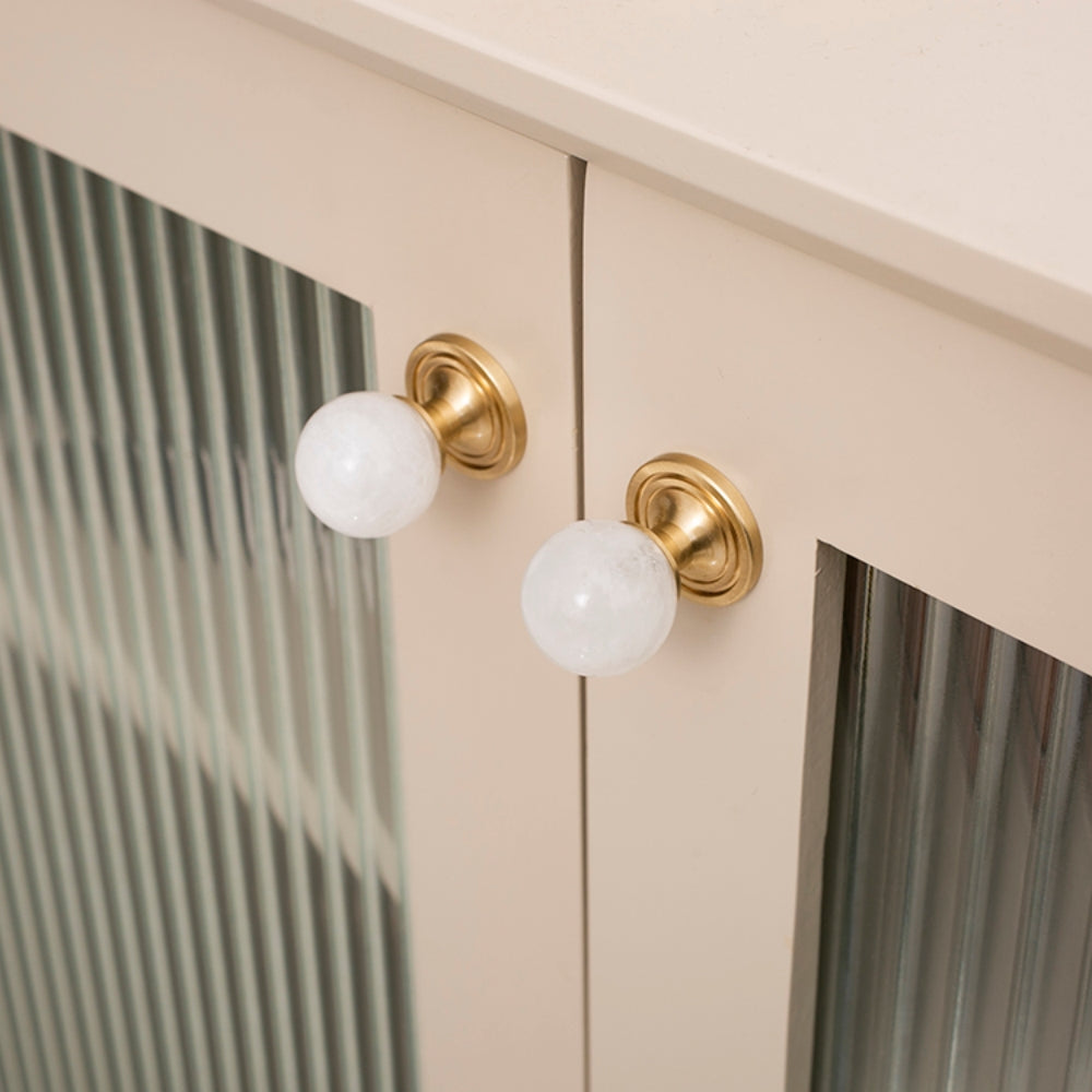 White Crystal Cabinet Pulls and Knob with Gold Finish