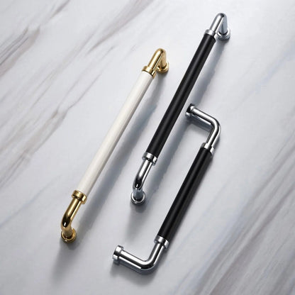 Two-Tone Round Bar Cabinet Pulls and Knobs for Dressers