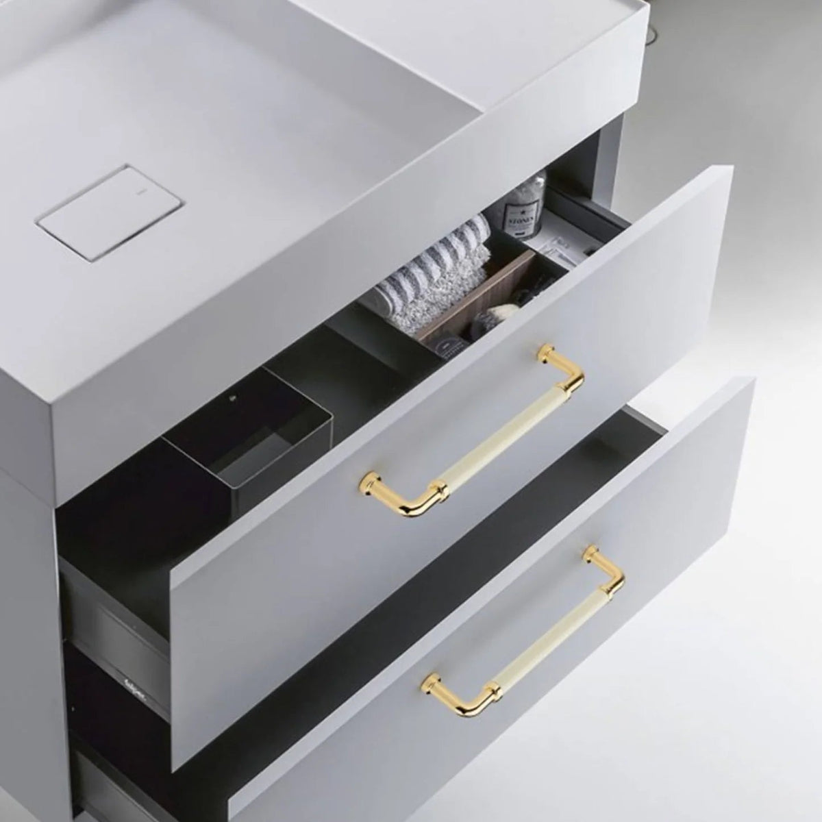 Two-Tone Round Bar Cabinet Pulls and Knobs for Dressers