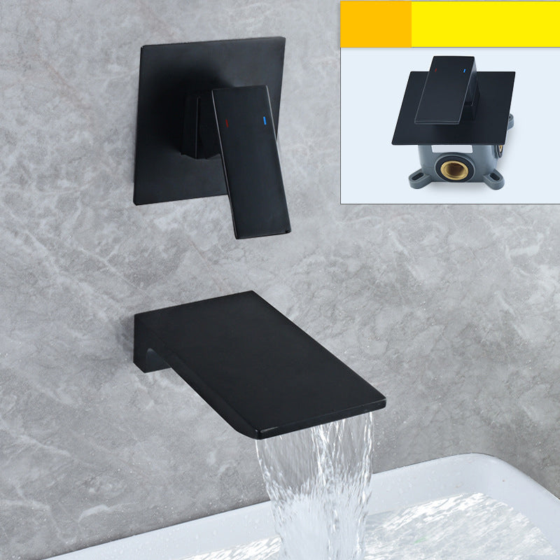 Lucento Minimalist Wall-Mounted Waterfall Bathroom Sink Faucet
