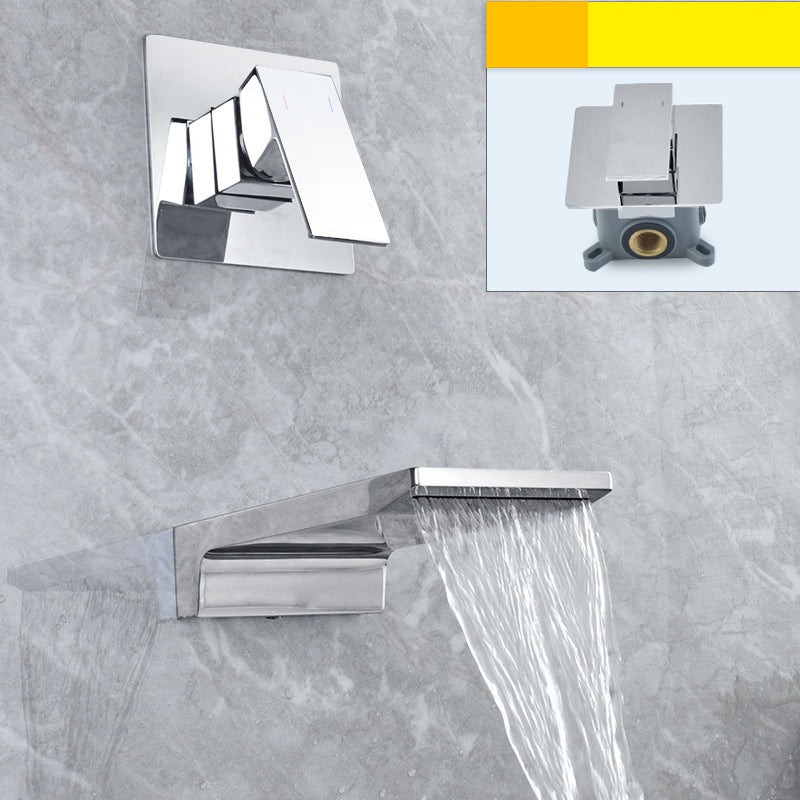 Lucento Minimalist Wall-Mounted Waterfall Bathroom Sink Faucet