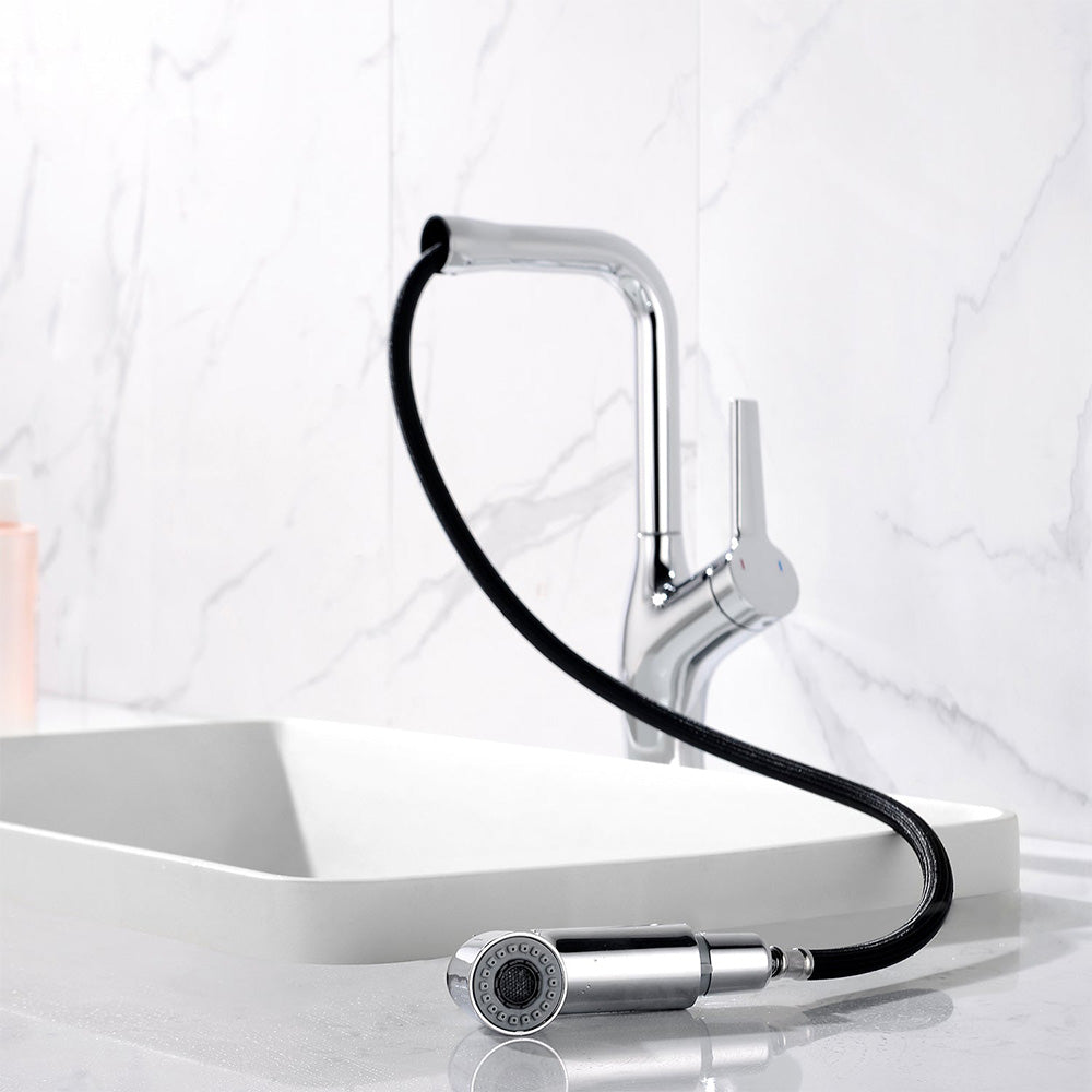 Digitra Modern Single-Hole Pull-Out 360° Swivel Bathroom Sink Faucet