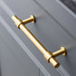 Gold Brass T-Bar Cabinet Handles and Matching Knobs