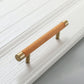 Wood Cabinet Handles with Brushed Brass Ends