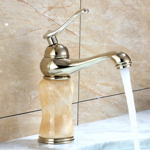 Modern Brass and Jade Single Handle Bathroom Faucet