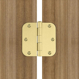 3.5 x 3.5'' Inch Satin Brass Door Hinges with 5/8'' Radius Corners