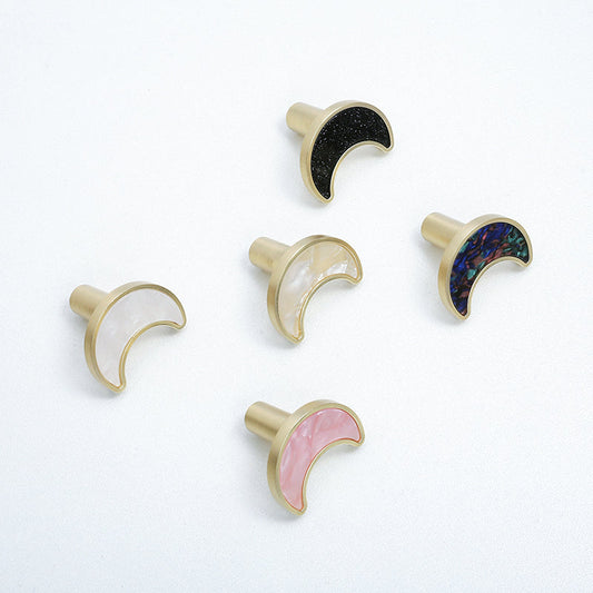 Crescent Moon Cabinet Knobs with Colored Insets
