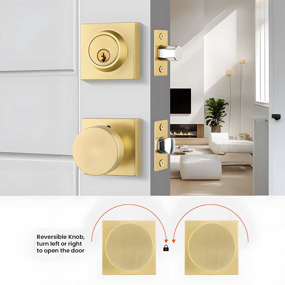 Keyed Entry Door Knob and Deadbolt Set for Exterior Doors