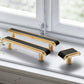 Leather Pattern Cabinet Pulls and Knob in Black / Gold