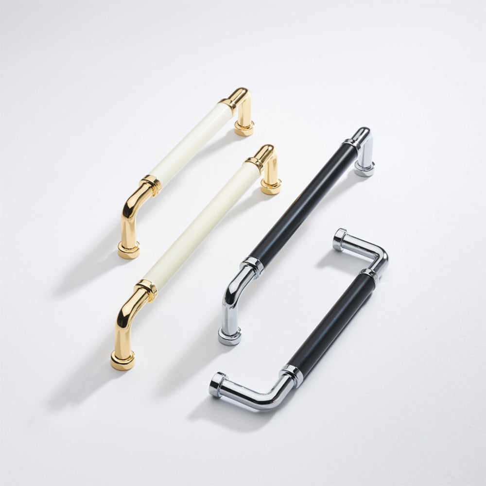Two-Tone Round Bar Cabinet Pulls and Knobs for Dressers