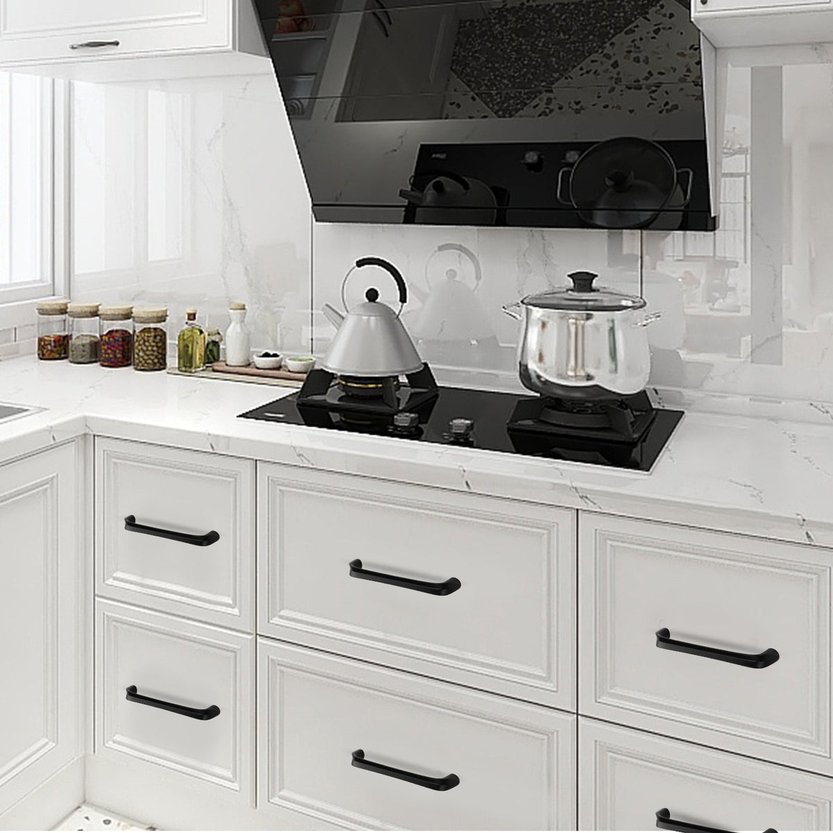 Black 5 Inch Rounded Arch Cabinet Pulls for Kitchens