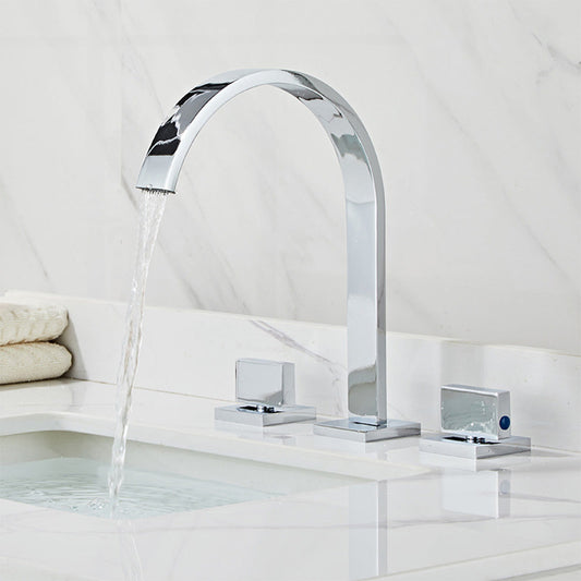 Quadra 3-Hole Square Bathroom Sink Faucet with Dual Handles