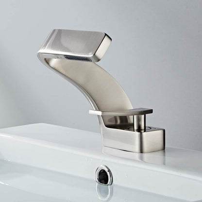 Sereno Waterfall Single Lever Brass Bathroom Sink Faucet, Single Hole Basin Faucet
