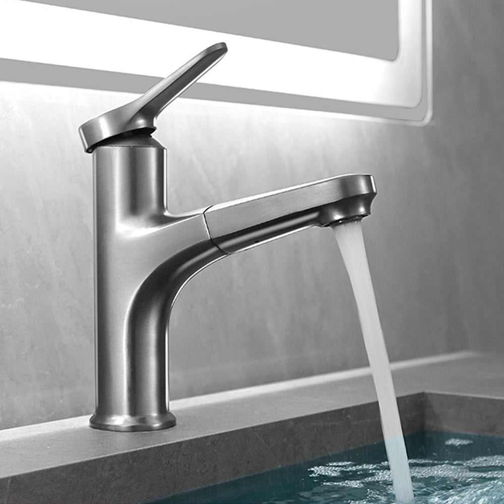 Single Handle Hot and Cold Bathroom Faucets with Pull Out Spray