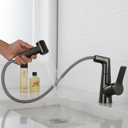 Valenza Modern Height-Adjustable Pull-Out Bathroom Sink Faucet with Dual Spray Modes