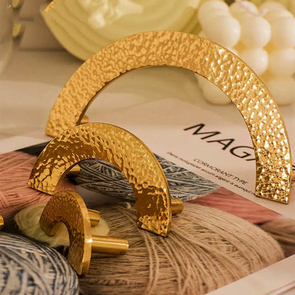 Textured Gold Brass Half Moon Cabinet Pulls