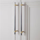 Two-Tone Round Bar Cabinet Handles with Brass Feet