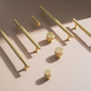 Ribbed Solid Brass Cabinet Pulls and Matching Knobs
