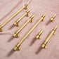 Knurled Brass Cabinet Pulls and Knobs in Gold