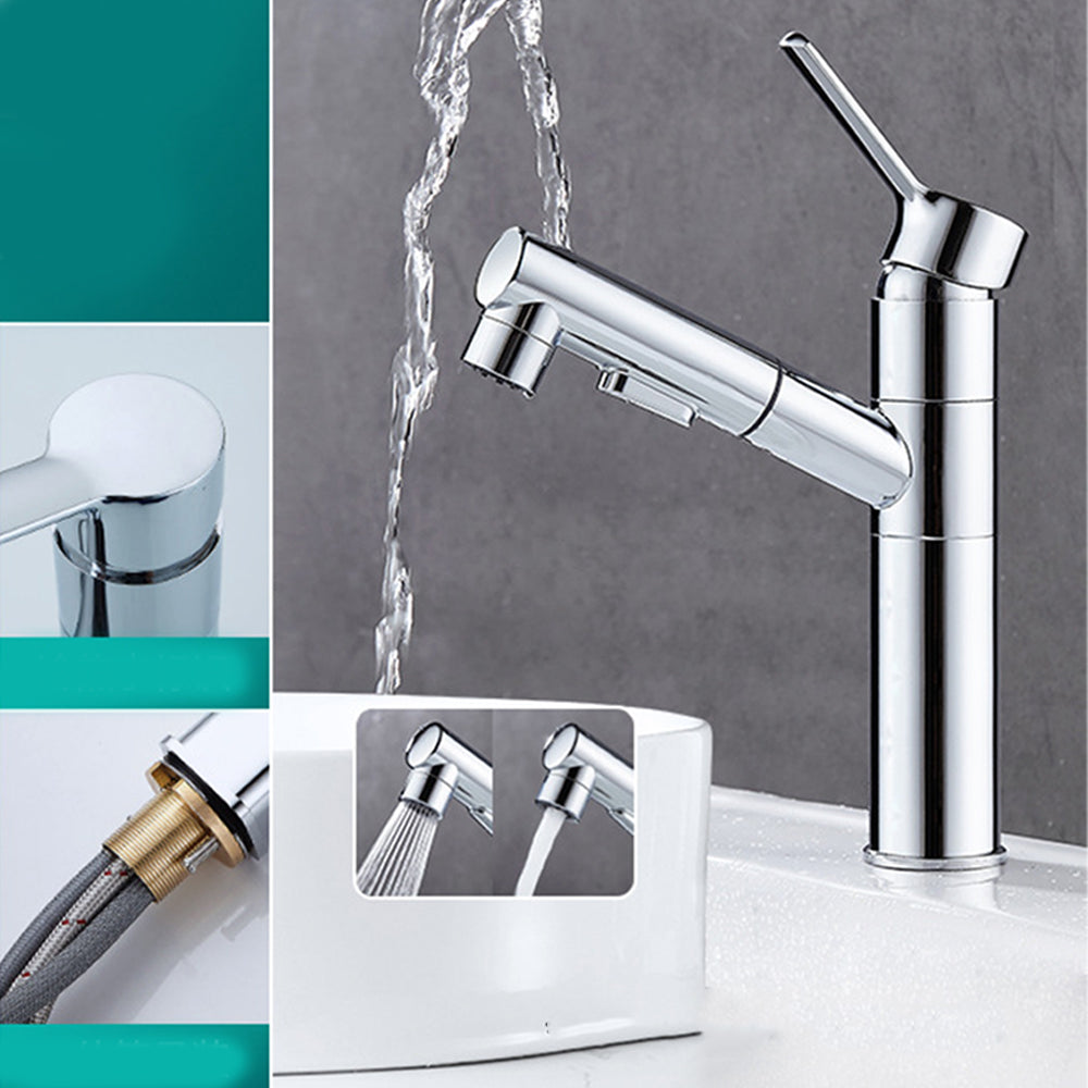 Solvik Modern Single-Hole Pull-Out Bathroom Sink Faucet with 180° Swivel Spout