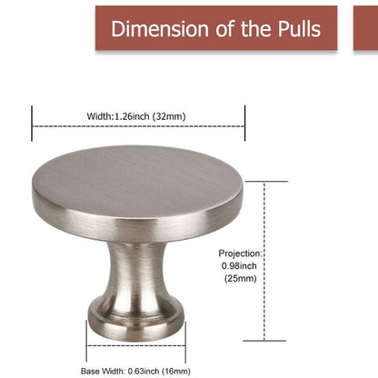 Brushed Nickel Round Solid Cabinet Knobs