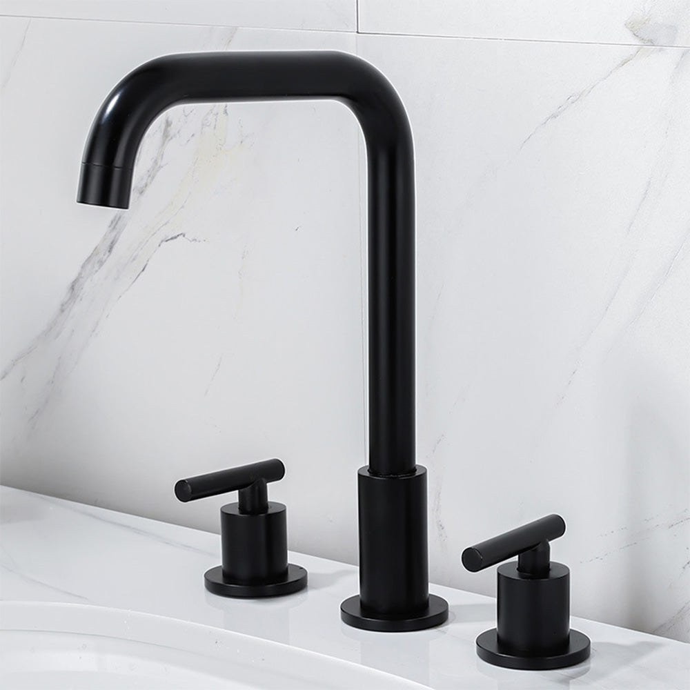 Modena Modern High-Arc T-Handle 3-Hole Widespread Bathroom Sink Faucet