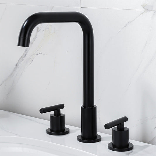 Modena Modern High-Arc T-Handle 3-Hole Widespread Bathroom Sink Faucet