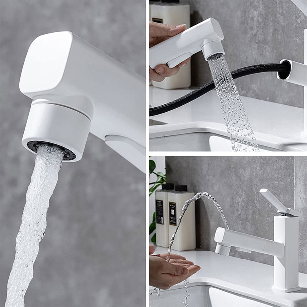 Tavik Modern Square Dual-Mode Pull-Out Bathroom Sink Faucet