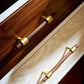 Walnut and Beech Wood Cabinet Pulls with Brass Bases