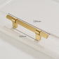 Gold Knurled Solid Brass Round Bar Cabinet Pulls with T-Bar Knob Option