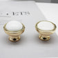 White Ceramic Cabinet Pulls and Knobs, Gold / Black Options