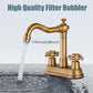 European Antique Two-hand Wheel 3 Hole Bathroom Faucet