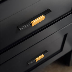 Two-Tone Grooved Aluminum Cabinet Pulls and Door Handles