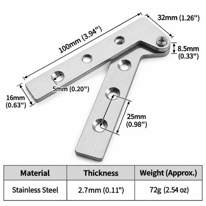 Stainless Steel 360° Pivot Door Hinges, Top and Bottom Mount