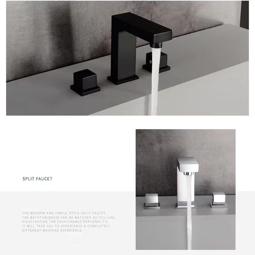 Norvik Modern Square Two-Handle 3-Hole Widespread Bathroom Sink Faucet