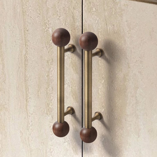 Nordic Brass and Walnut Cabinet Pulls and Knobs